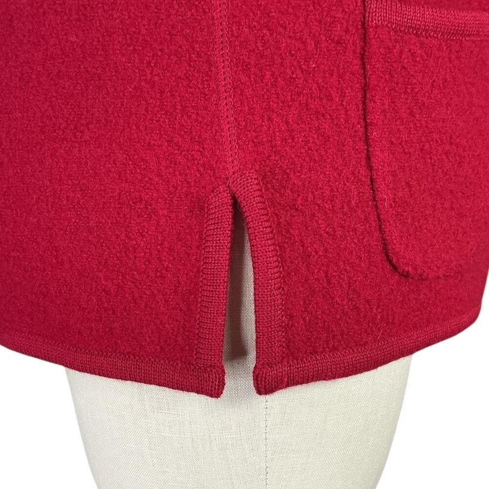 Appleseeds Cardigan Sweater Women L Red Wool Pockets Collar Button Front Jacket - Picture 5 of 9